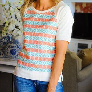 J. Crew Paneled Sweatshirt Surf Stripe Popover Top